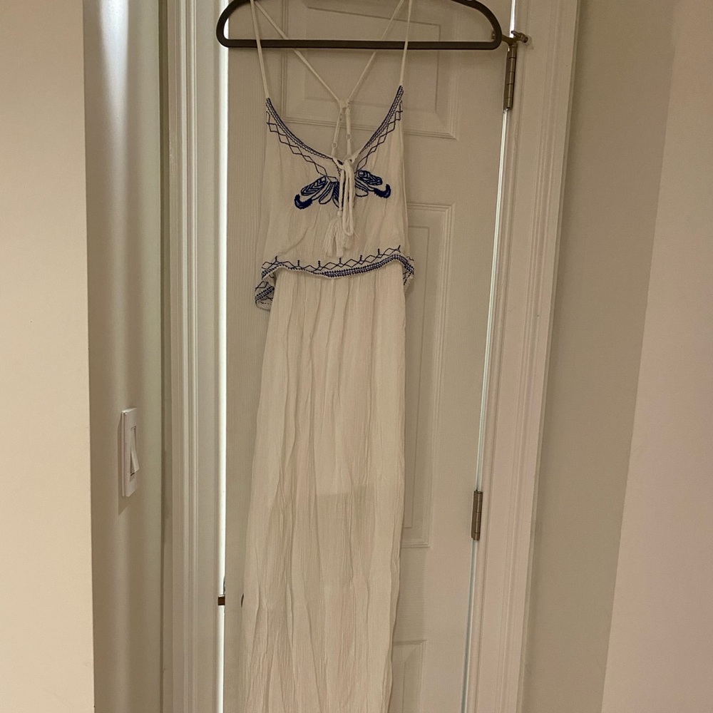 Blue and white Grecian maxi